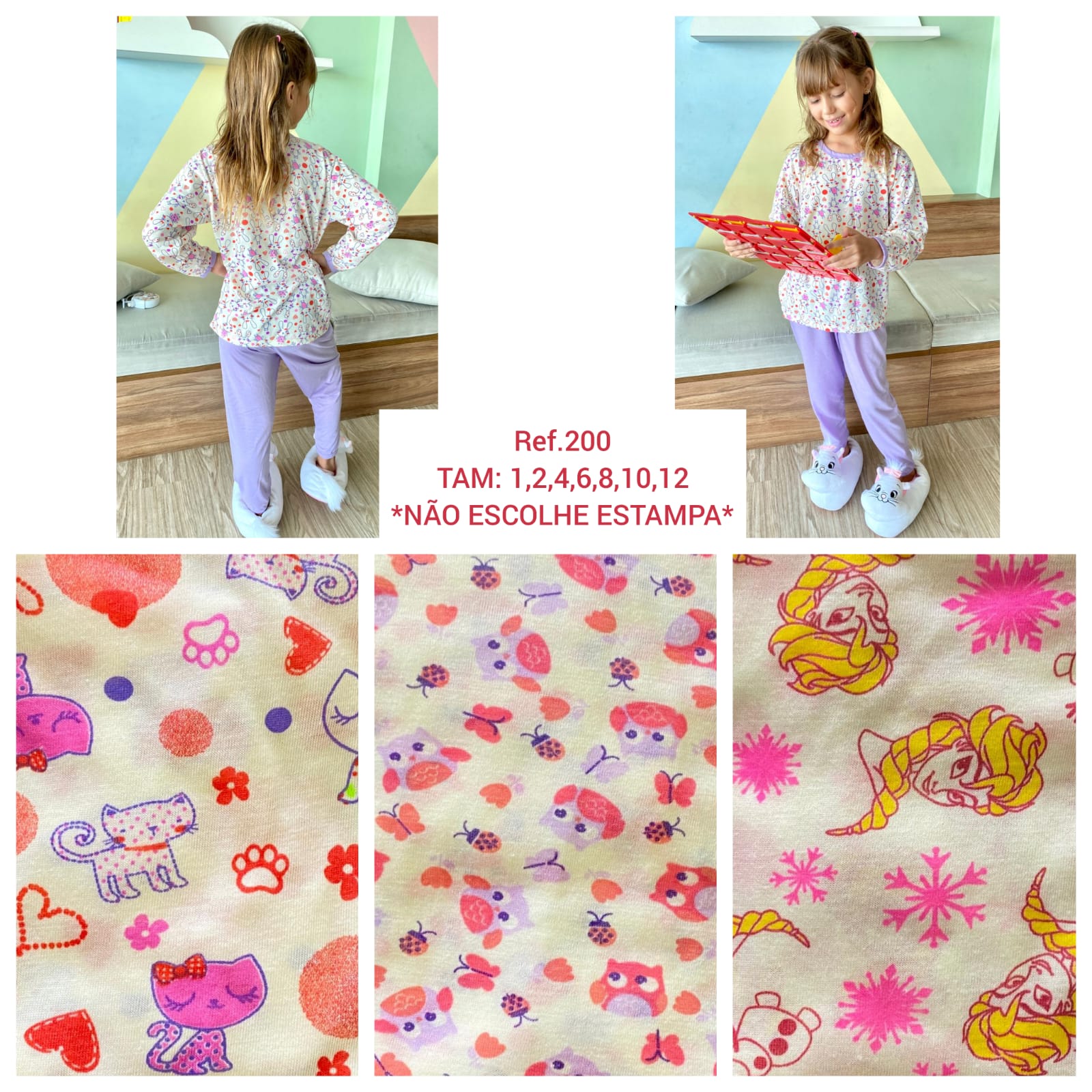 PIJAMA INFANTIL FEMININO MANGA LONGA (REF.200)